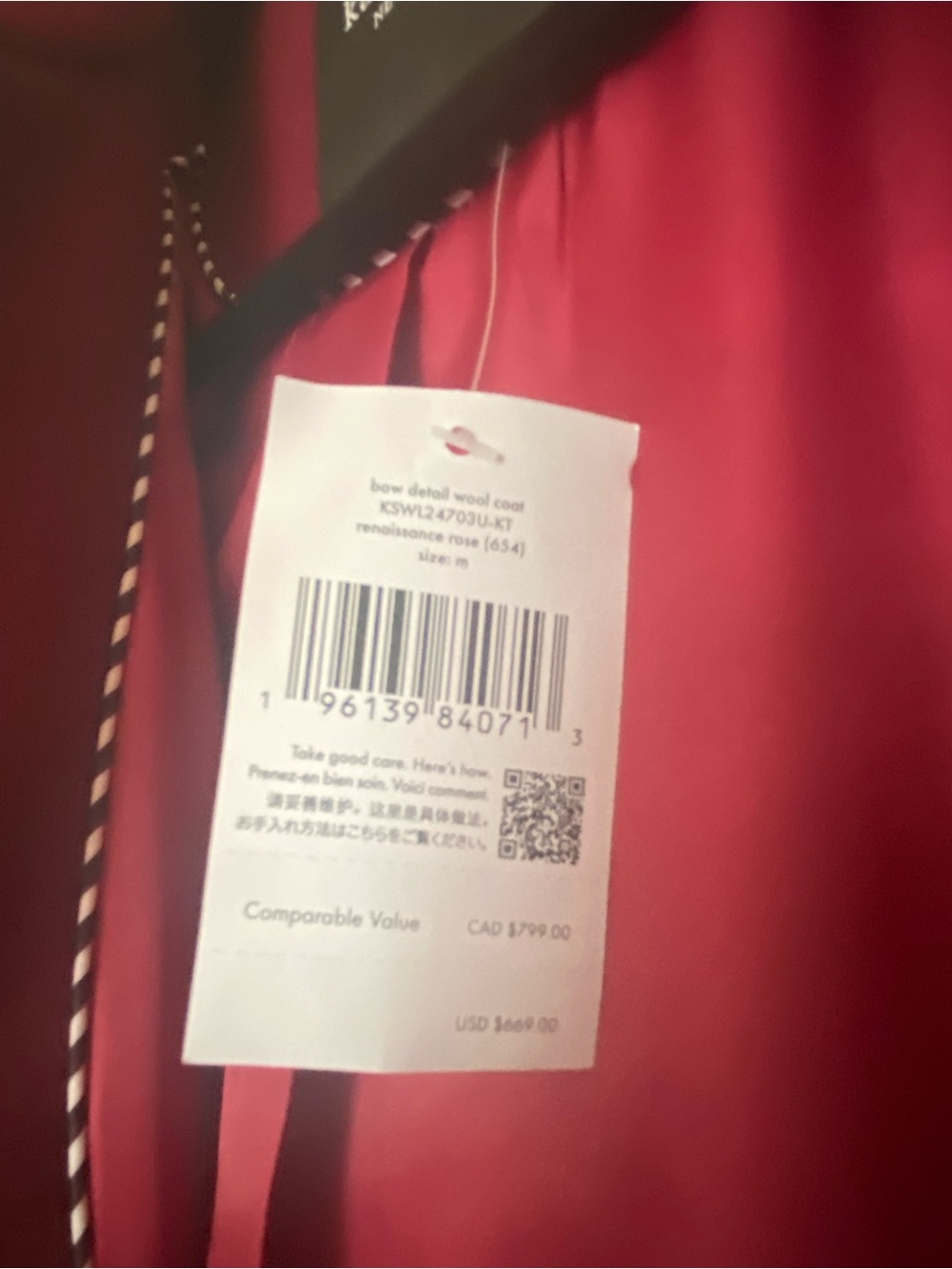 Women’s Kate Spade Magenta Pea Coat - Picture 3 of 7